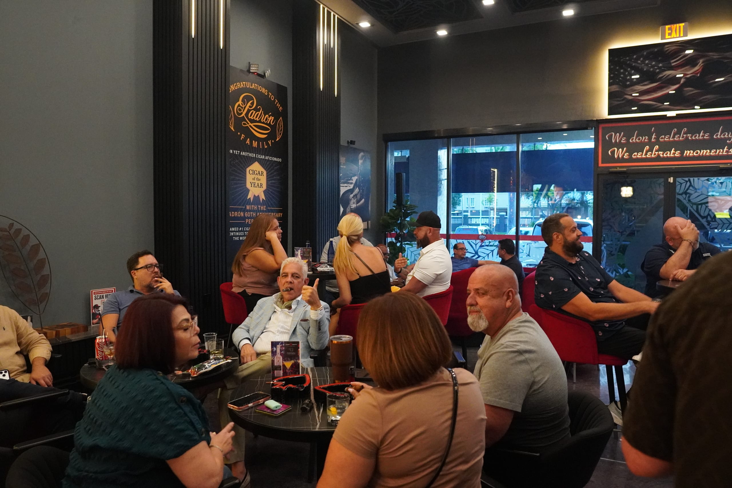 A busy evening at Sabor Havana cigar and cocktail lounge in Doral, Miami