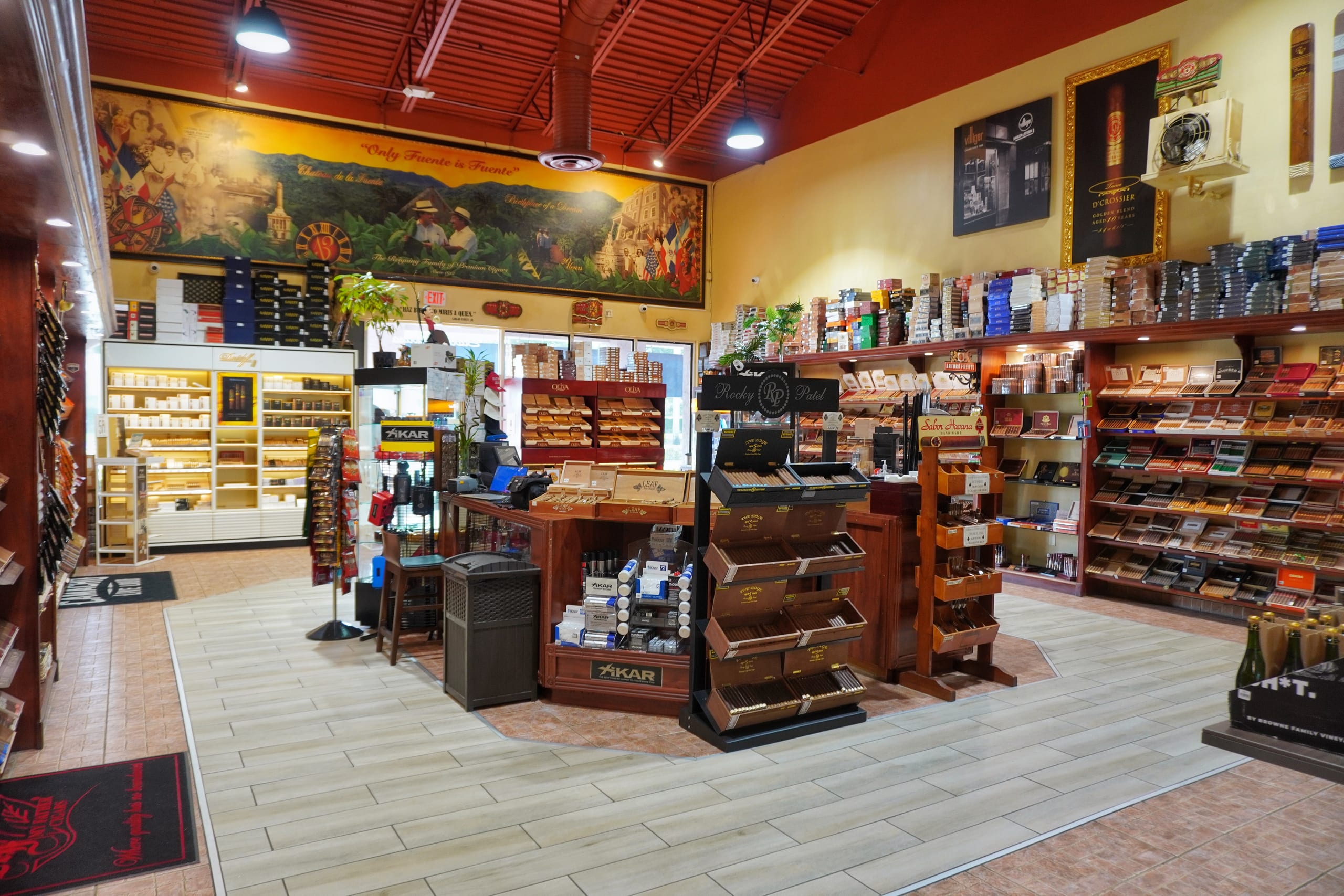 Inside the cigar shop at Sabor Havana in Doral, Miami