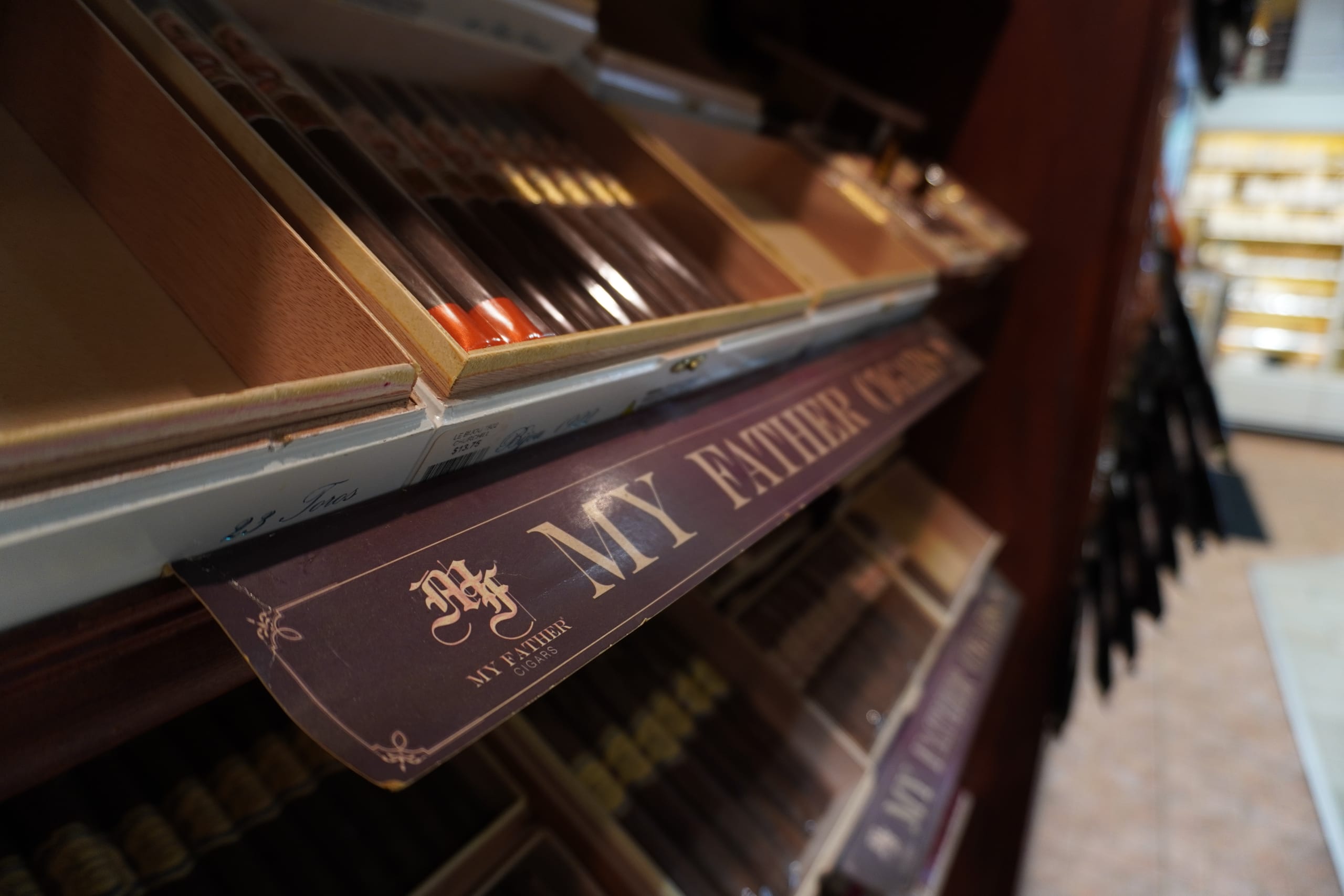 My Father cigars on the shelf at Sabor Havana in Doral, Miami